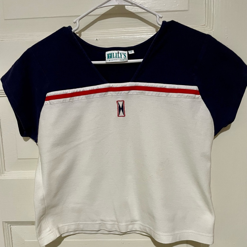 Vintage Lily’s Beverly Hills Navy and White Tennis Shirt, Small